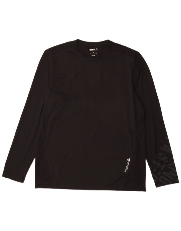 Reebok Herren Graphic Top Langarm Large Schwarz Polyester