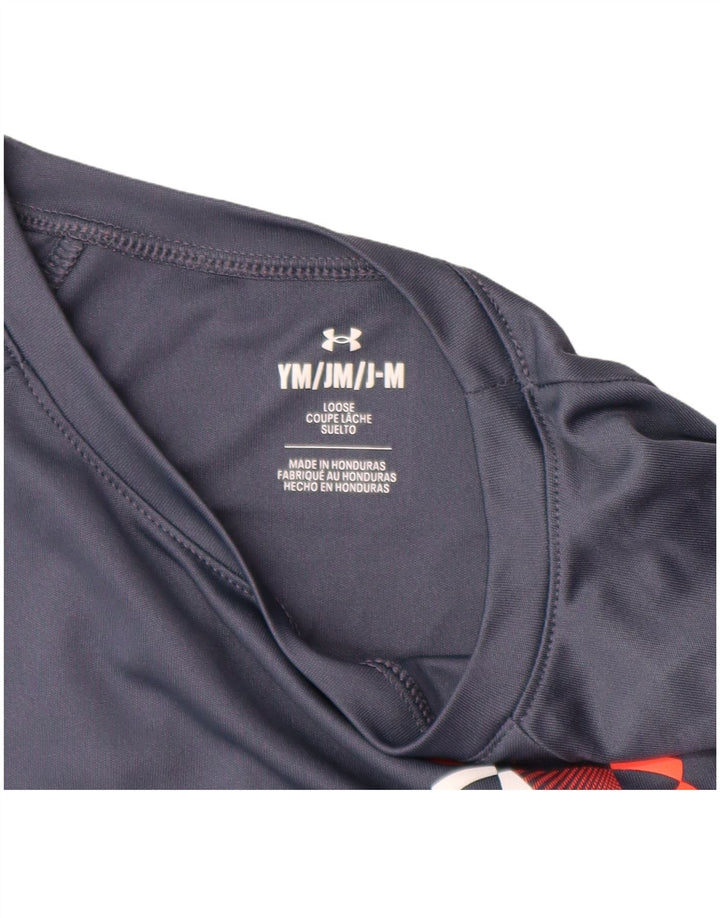 UNDER ARMOUR Jungen lockeres Grafik-T-Shirt-Oberteil 9–10 Jahre Mittelgrau