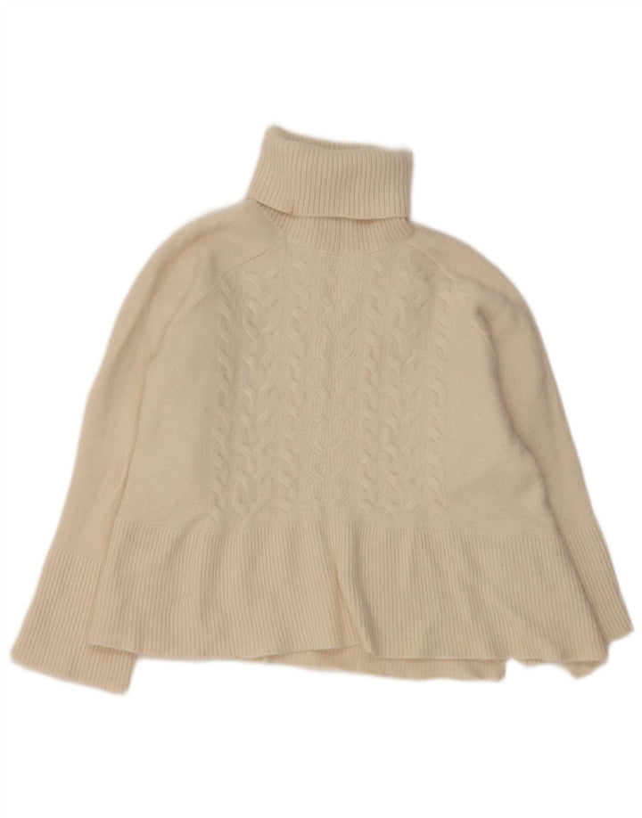 Reiss Damen-Pullover mit Rollkragen, UK 14, mittlere, cremefarbene Wolle