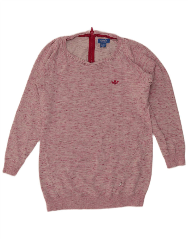 Adidas Damen Sweatshirt Pullover UK 12 Mittelrosa gefleckte Baumwolle