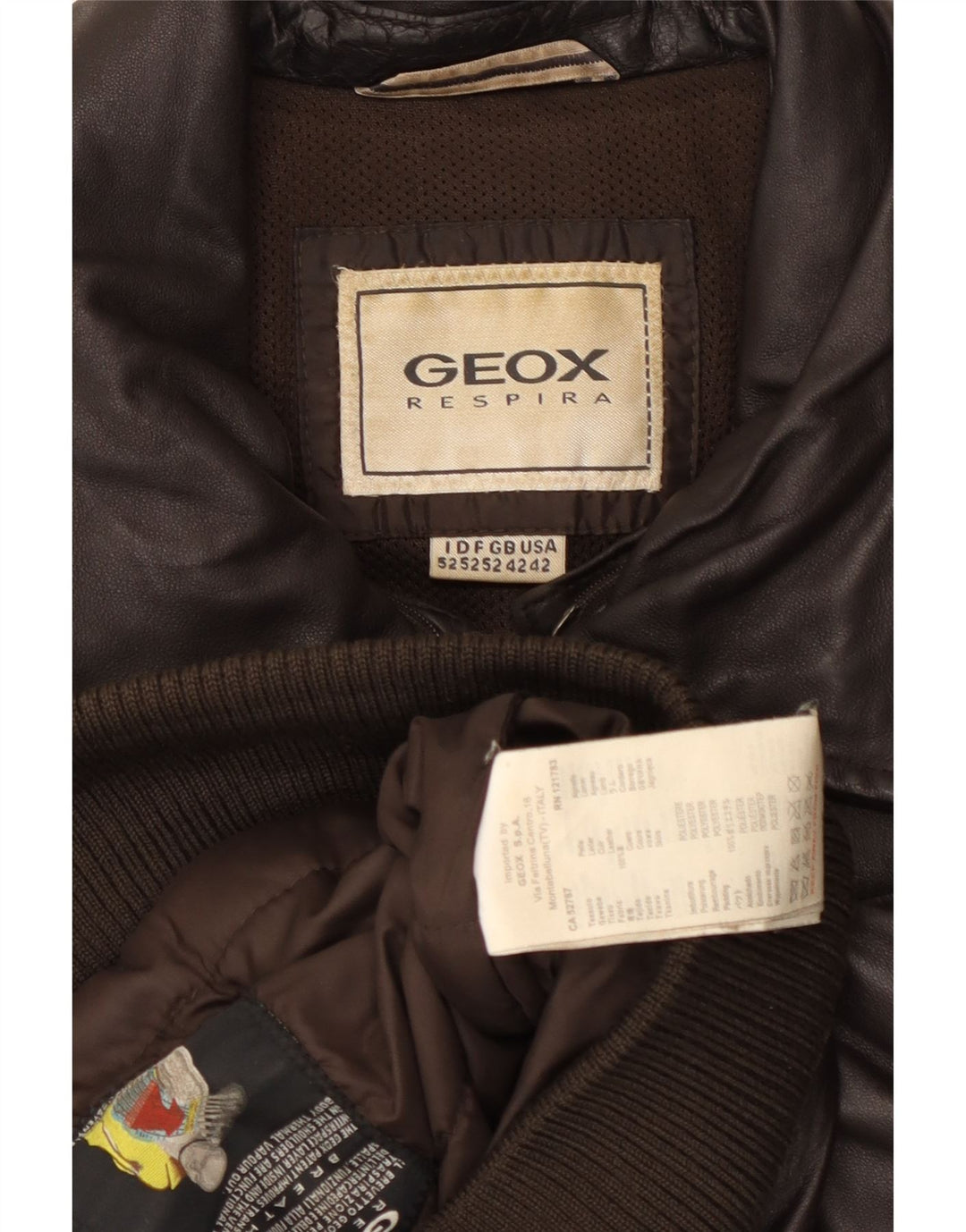 Geox Herren Bomber Lederjacke UK 42 XL Schwarzes Leder