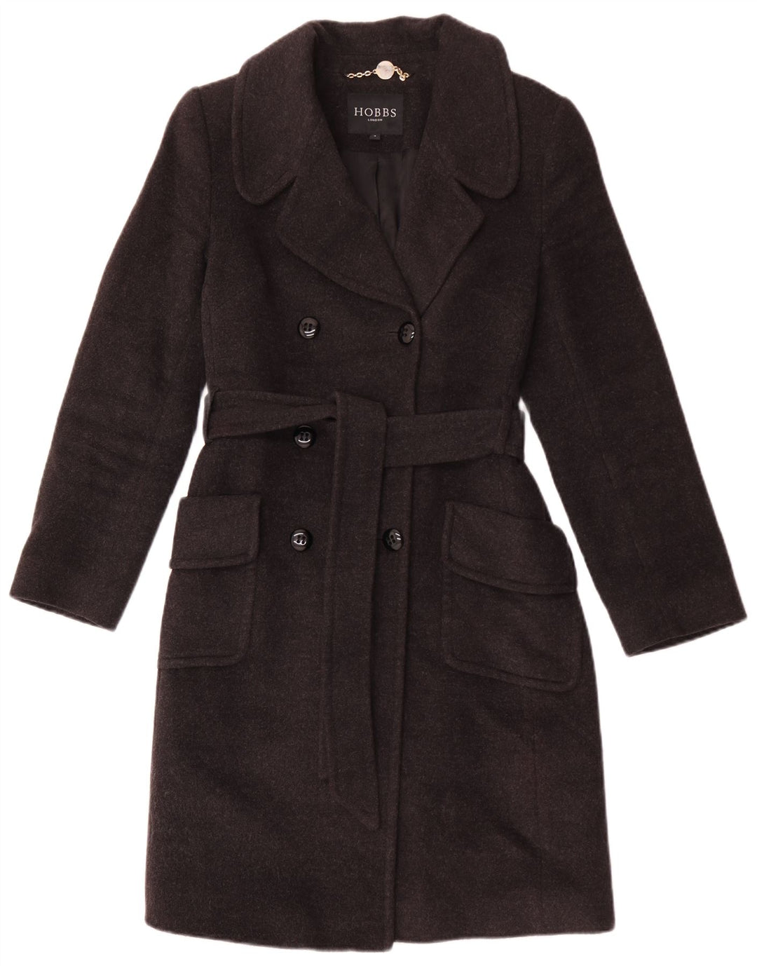 Hobbs Damen Zweireihiger Mantel UK 8 Small Graue Wolle
