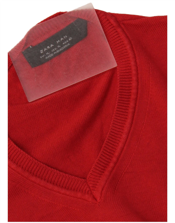 Zara Herren V-Ausschnitt Pullover Pullover XL Rot