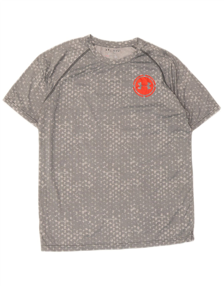 UNDER ARMOUR Herren Heat Gear T-Shirt Top Mittelgrau Geometrisch