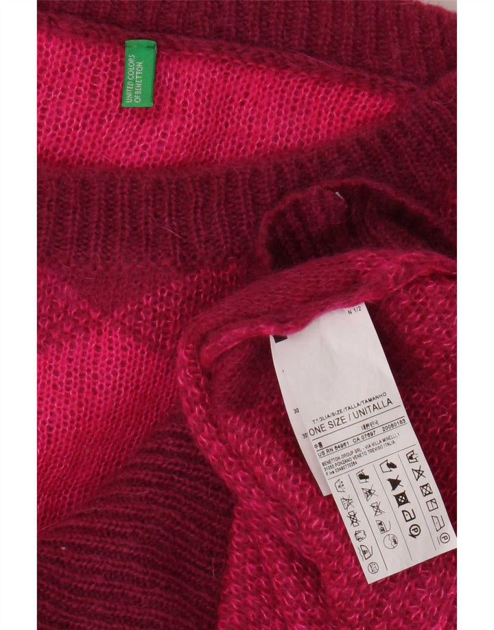 Benetton Damen-Poncho-Pullover in Übergröße, Einheitsgröße, rosa Argyle/Diamant