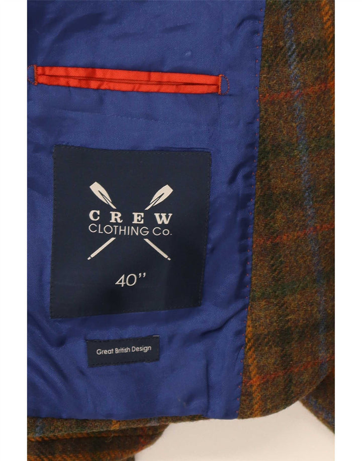 Crew Clothing Herren-Blazer mit 2 Knöpfen, UK 38, mittelbraun karierte Wolle