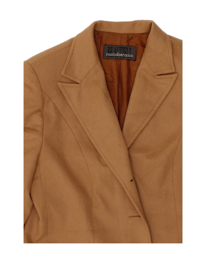 ROCCOBAROCCO Womens 3 Button Blazer Jacket UK 14 Medium Brown Wool Vintage Roccobarocco and Second-Hand Roccobarocco from Messina Hembry 