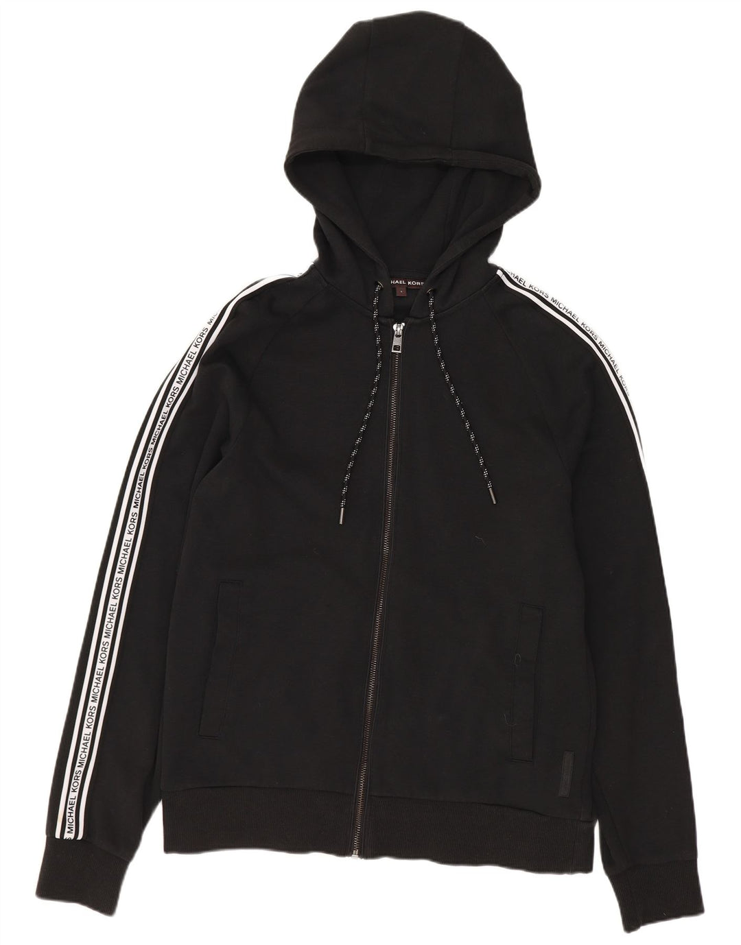 MICHAEL KORS Herren-Kapuzenpullover mit grafischem Reißverschluss, klein, Schwarz, Farbblock