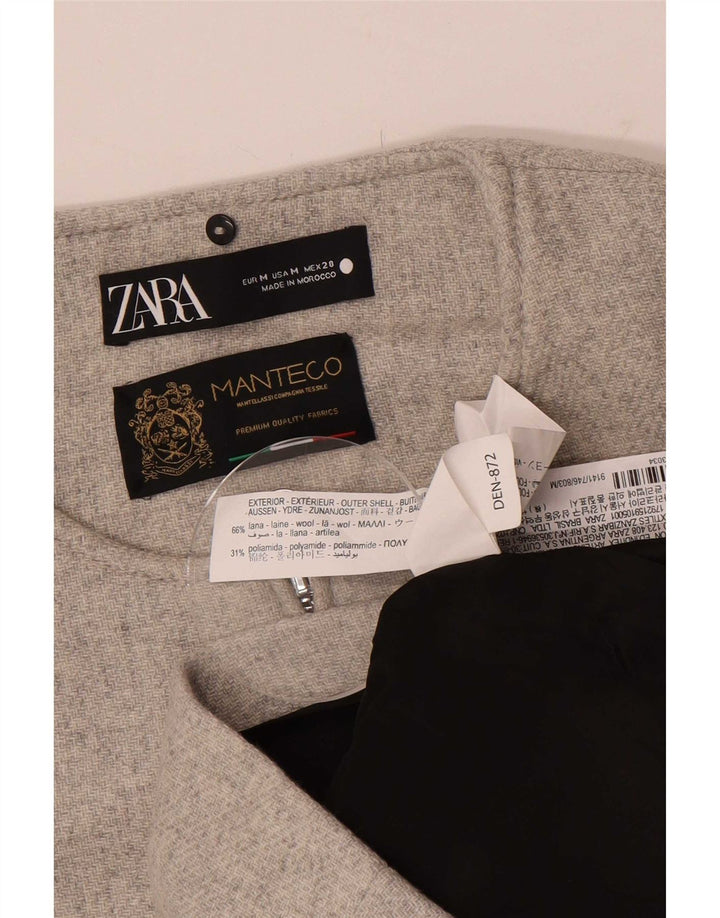 Zara Damen Mantel UK 14 Mittelgraue Wolle