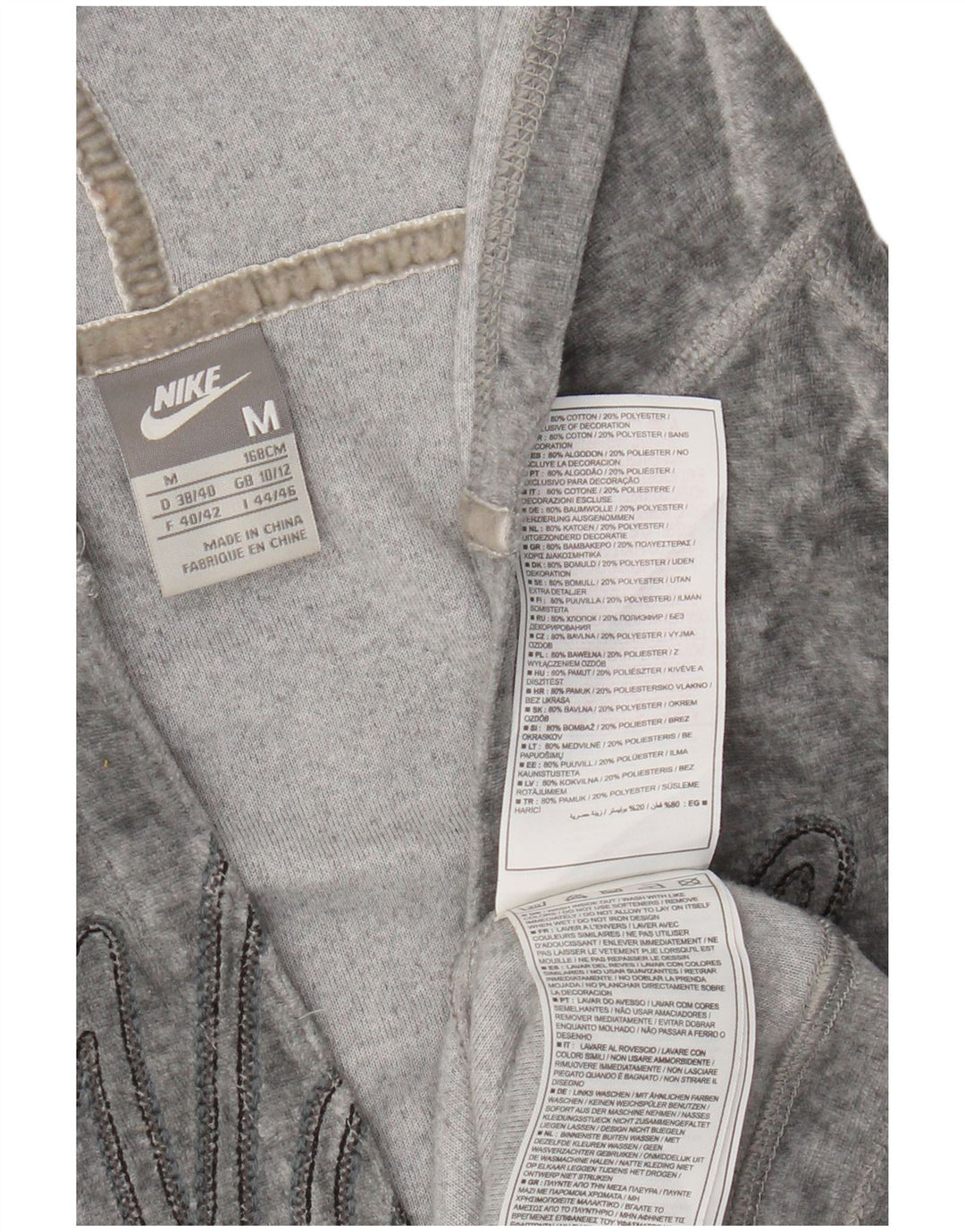 Nike Womens Graphic Hoodie Pullover UK 10/12 Mittelgraue Baumwolle