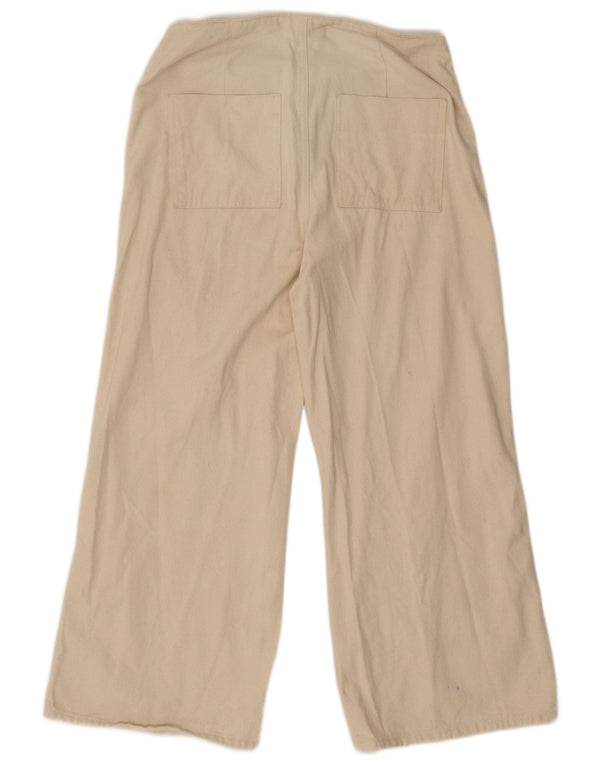 Zara Damen-Hose mit weitem Bein, kurz geschnitten, EU 40, mittelgroß, W30, L25, Beige
