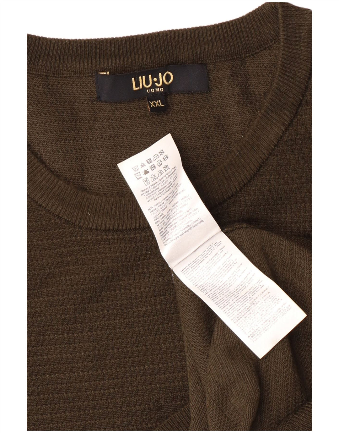 Liu Jo Herren-Pullover mit Rundhalsausschnitt, 2XL, Khaki, Viskose