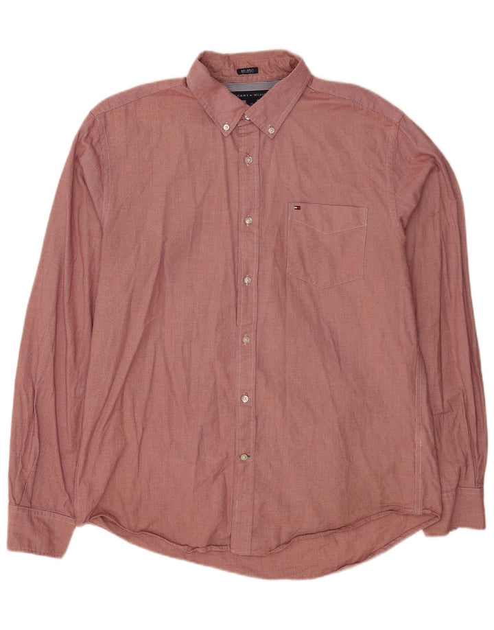 Tommy Hilfiger Herren-Hemd mit individueller Passform, groß, rot kariert, Baumwolle
