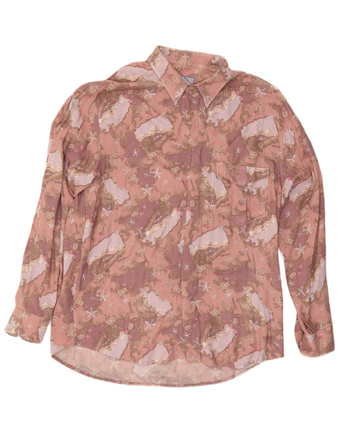 Azzurra Herrenhemd XL Rosa Blumenviskose