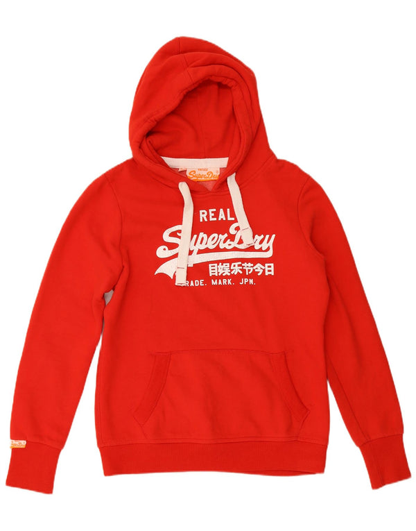 SUPERDRY Damen-Kapuzenpullover mit Grafik, UK 16, Größe L, Rot, Baumwolle