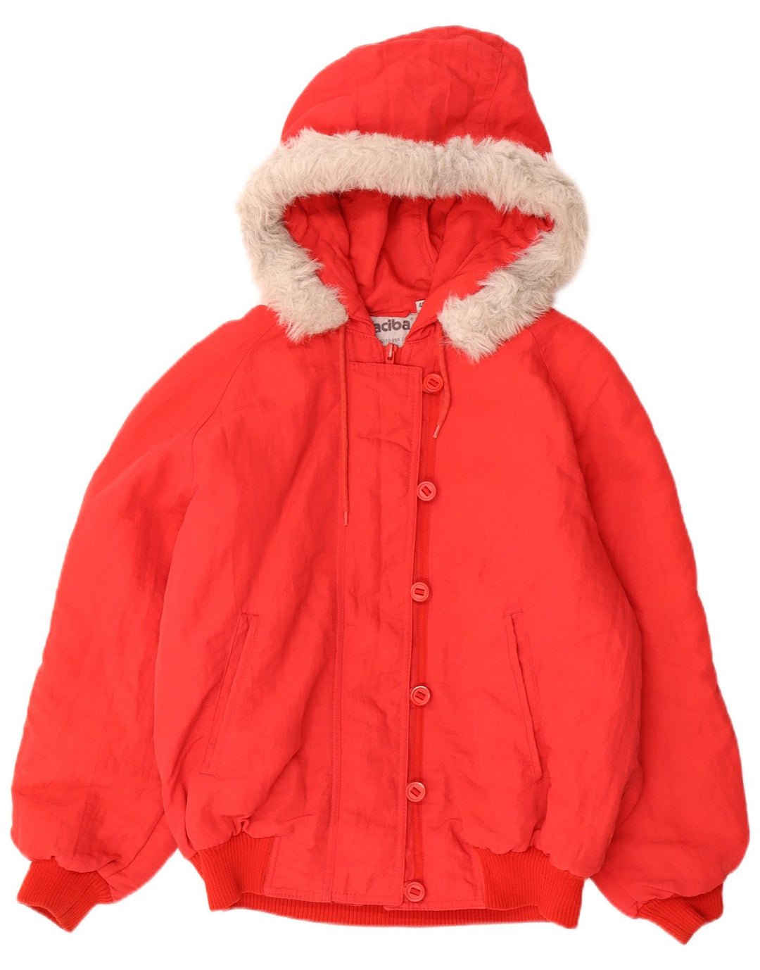 Faciba Damen-Kapuzen-Übergröße, gepolsterte Jacke, EU 42, großes rotes Polyamid
