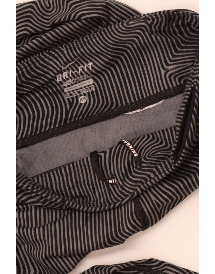 NIKE Damen Dri Fit Leggings UK 6 XS Grauer Nadelstreifen