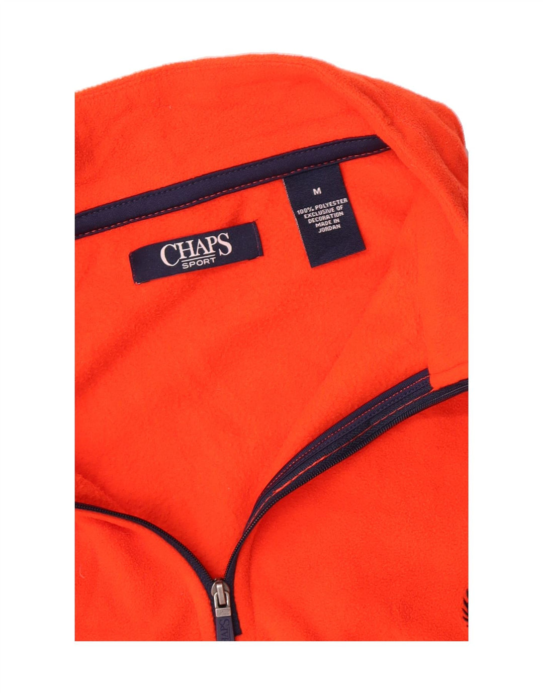 CHAPS Mens Zip Neck Fleece Jumper Medium Orange Polyester Vintage Chaps and Second-Hand Chaps from Messina Hembry 