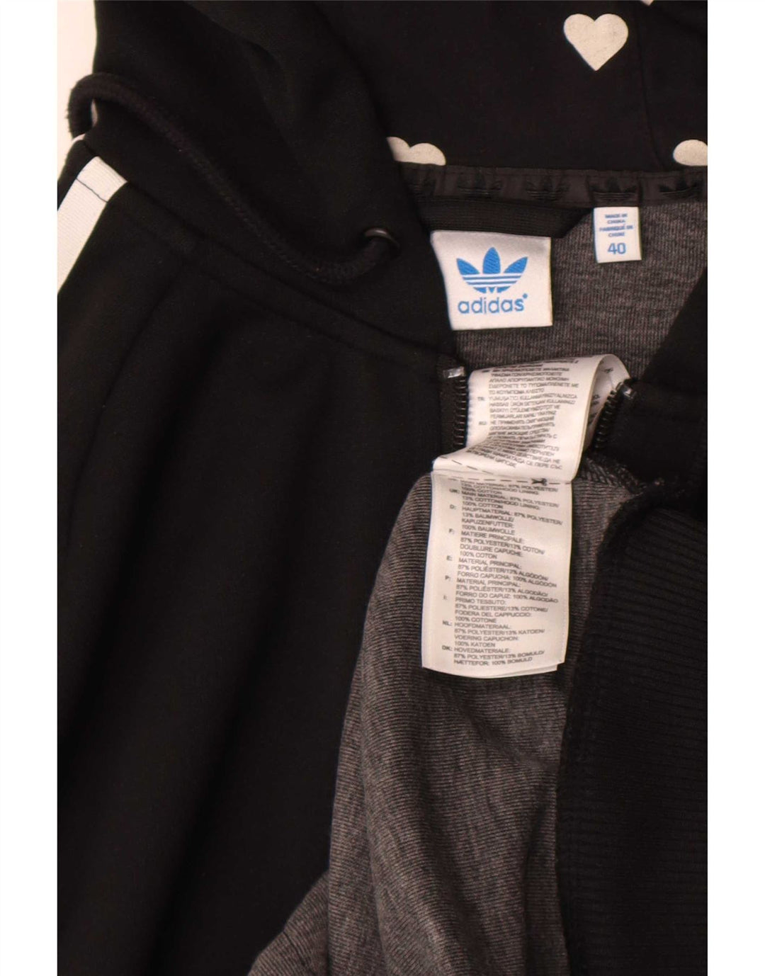 Adidas Damen Graphic Zip Hoodie Pullover IT 40 Small Schwarz Polyester