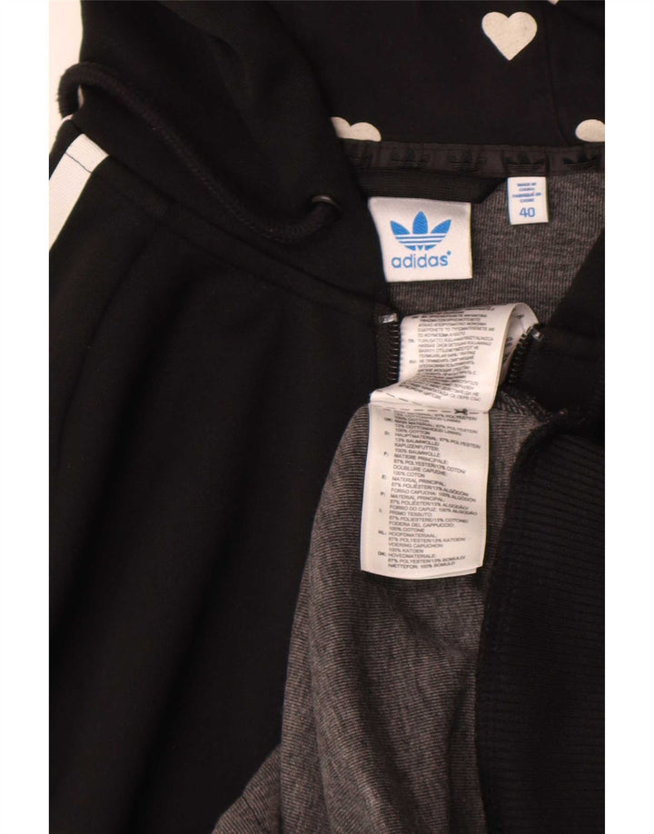 Adidas Damen Graphic Zip Hoodie Pullover IT 40 Small Schwarz Polyester