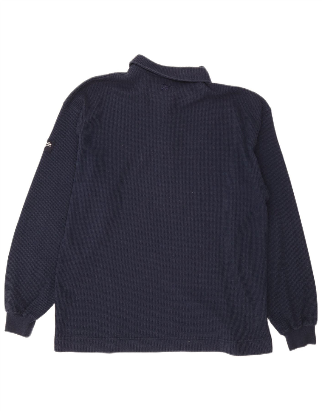 Reebok Herren-Langarm-Poloshirt, mittelmarineblaue Baumwolle