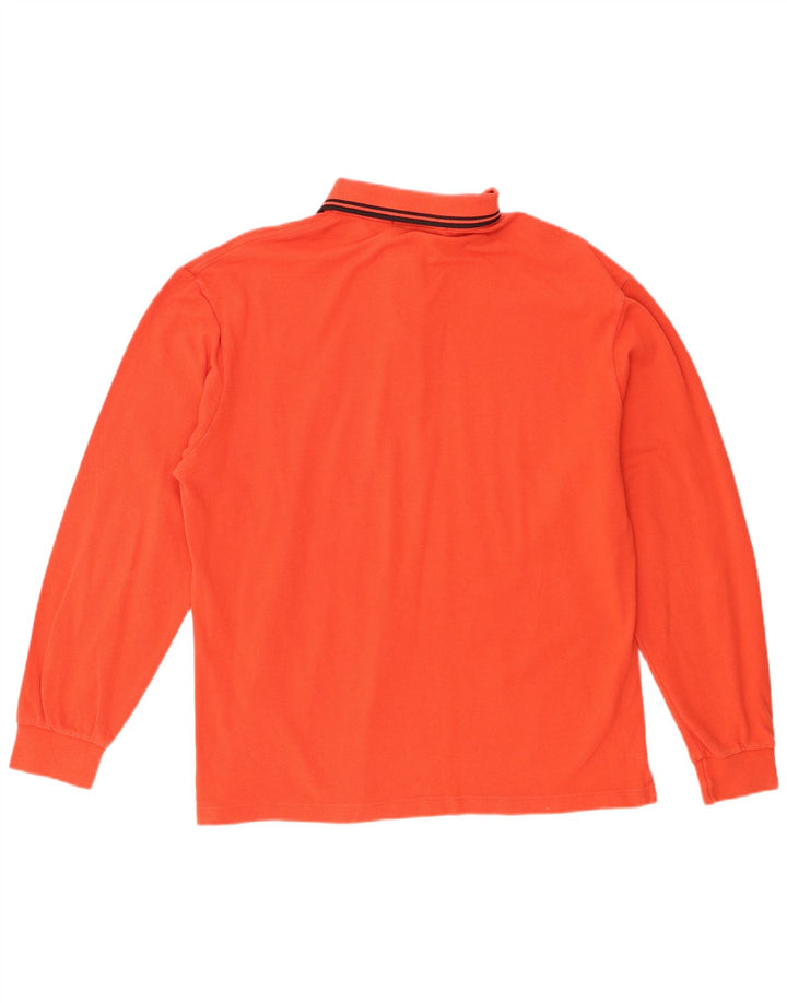 Fred Perry Herren-Langarm-Poloshirt aus mitteloranger Baumwolle