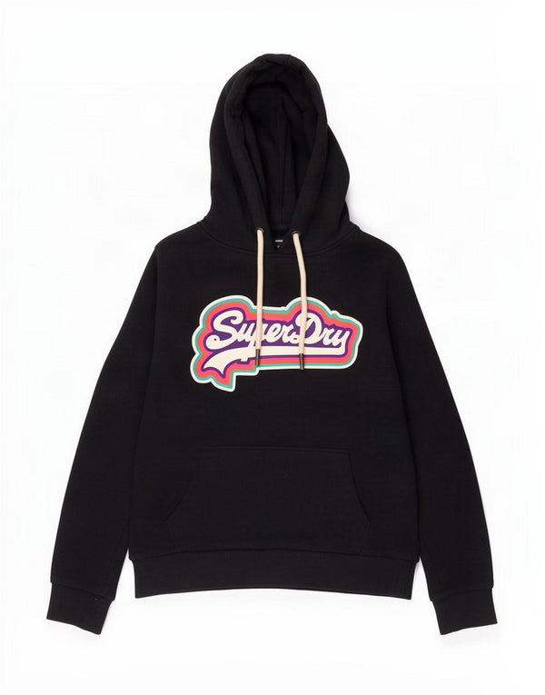 Superdry Damen Grafik-Hoodie-Pullover UK 12 Mittelmarineblaue Baumwolle