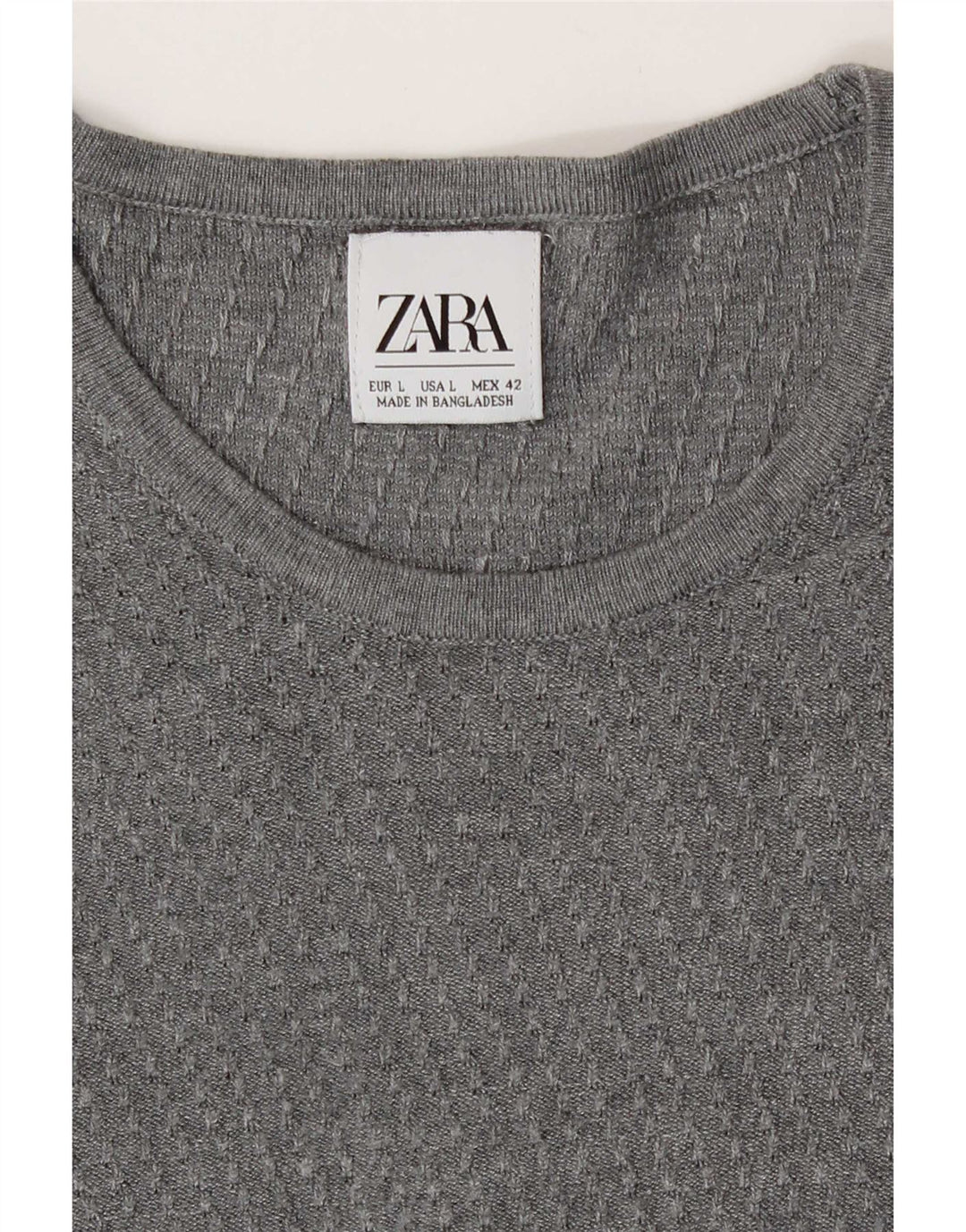 Zara Herren-Pullover mit Rundhalsausschnitt, Größe L, Grau