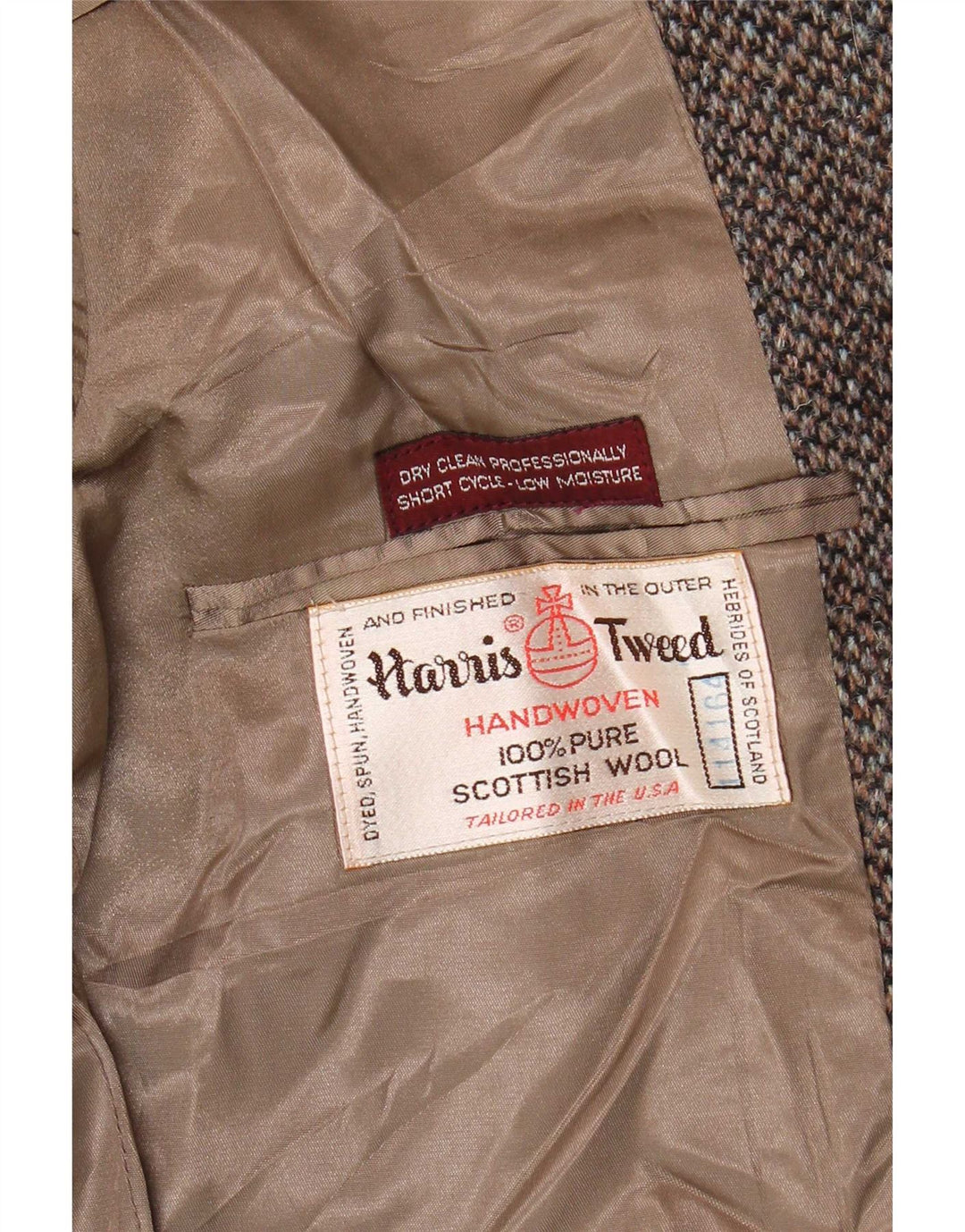 Harris Tweed Herren-Blazer mit 2 Knöpfen, UK 38, mittelgraue Wolle