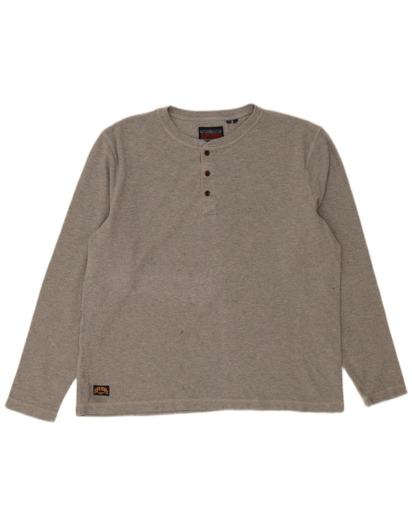 Superdry Herren Top Langarm 2XL Grau Baumwolle