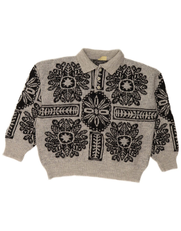 RODES Damen-Pullover, übergroß, Rollkragenpullover, UK 18, XL, Grau geblümt