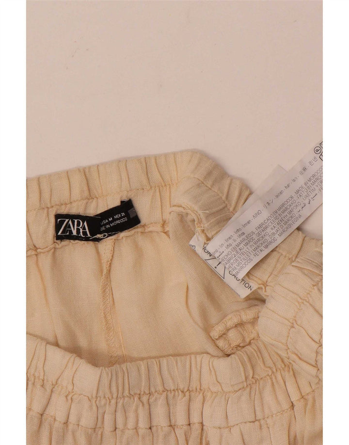 Zara Damen Casual Shorts Medium W28 Off White Linen