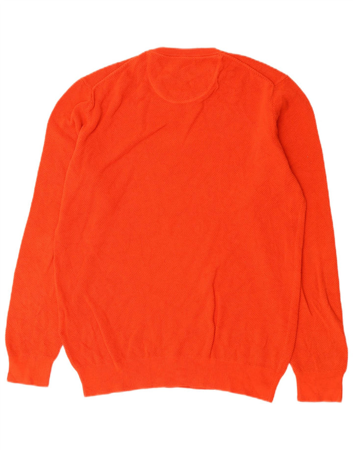 Gant Herren-Pullover mit Rundhalsausschnitt, groß, orangefarbene Baumwolle
