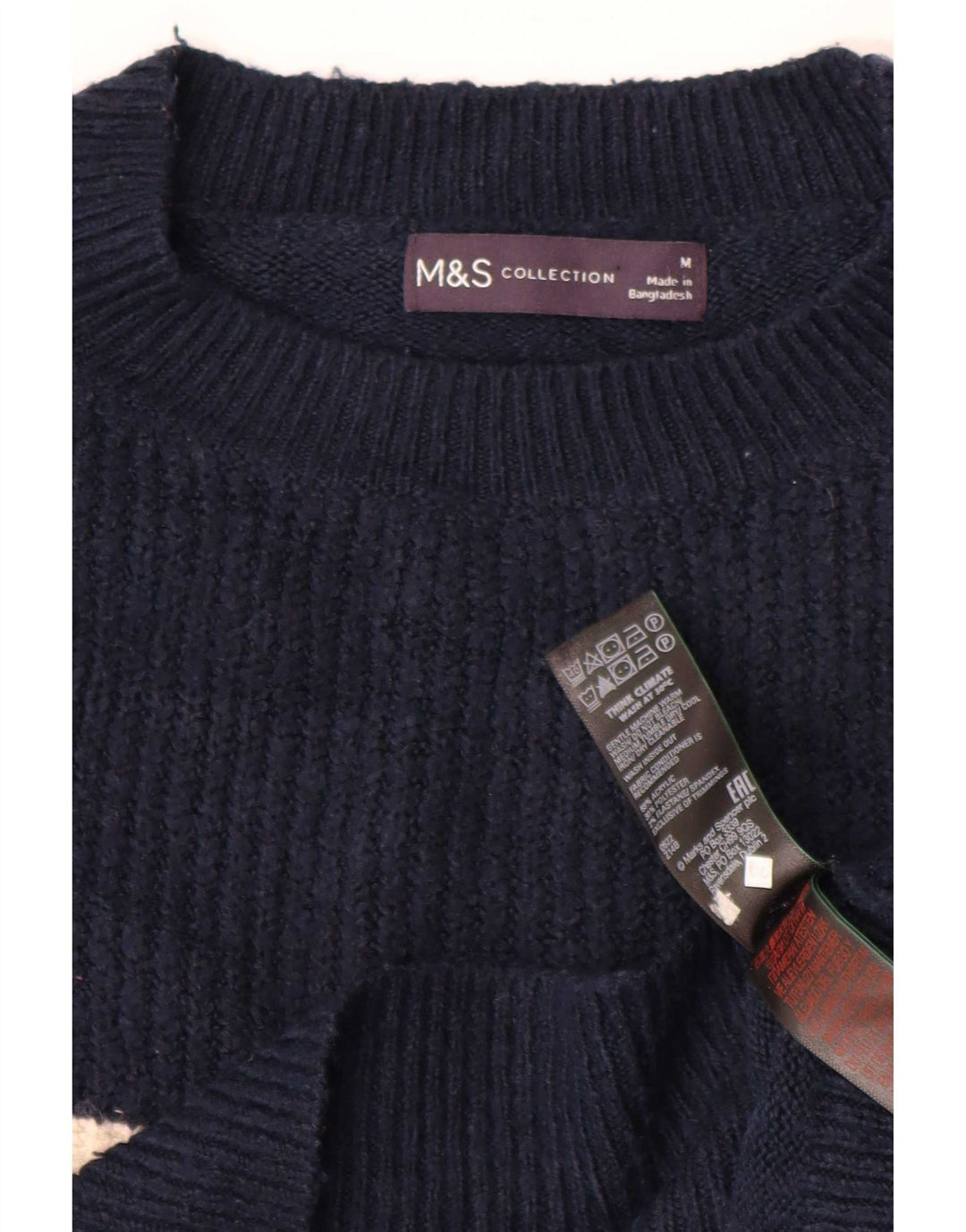 Marks & Spencer Damen-Pullover mit Rundhalsausschnitt, Gr. 14, mittleres Marineblau