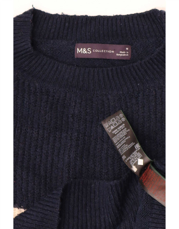 Marks & Spencer Damen-Pullover mit Rundhalsausschnitt, Gr. 14, mittleres Marineblau