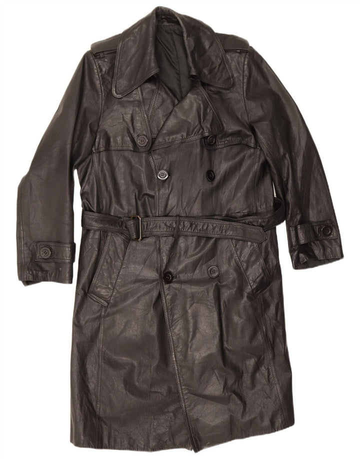 Vintage Herren Ledermantel EU 46 Small Schwarz