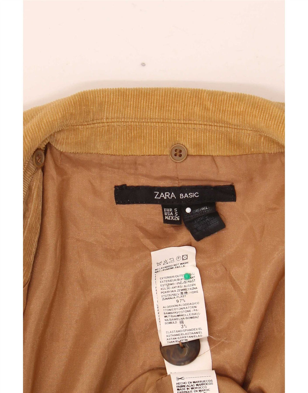 Zara Damen 2-Knopf-Blazer aus Cord, Gr. 10, Größe S, Beige, Baumwolle