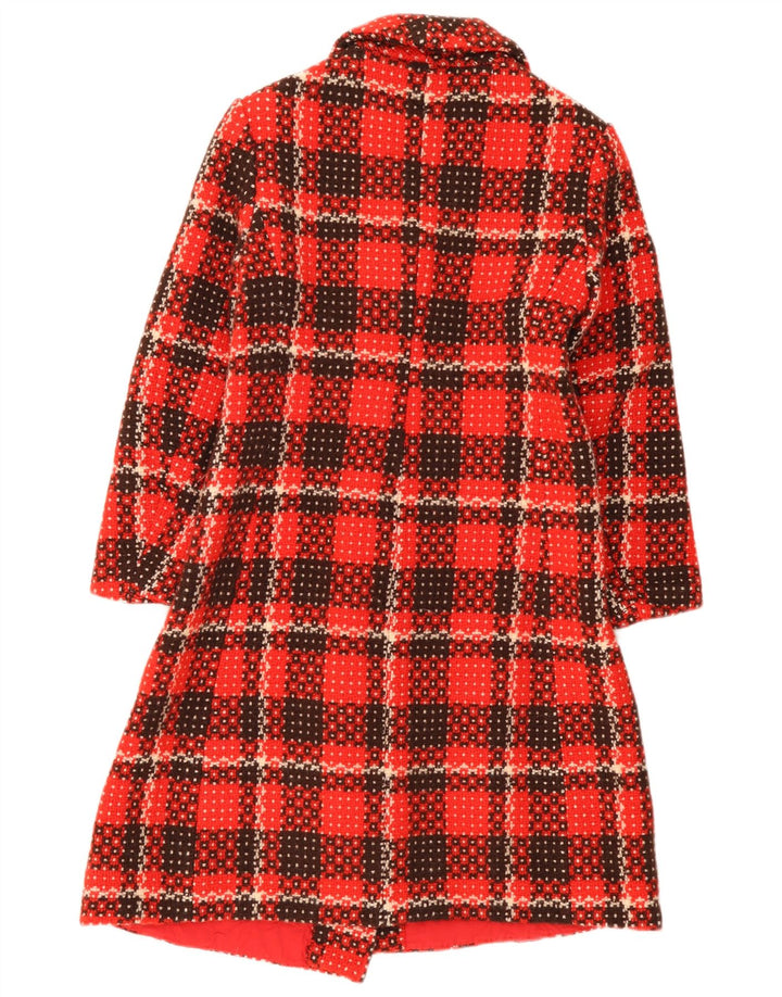 Vintage Damen Zweireihiger Mantel UK 8 Small Red Check