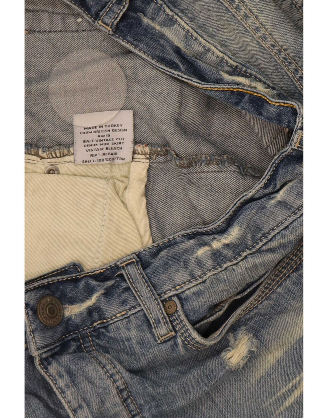 Superdry Distressed Denim Minirock für Damen, Größe M, W34, Blau, Baumwolle