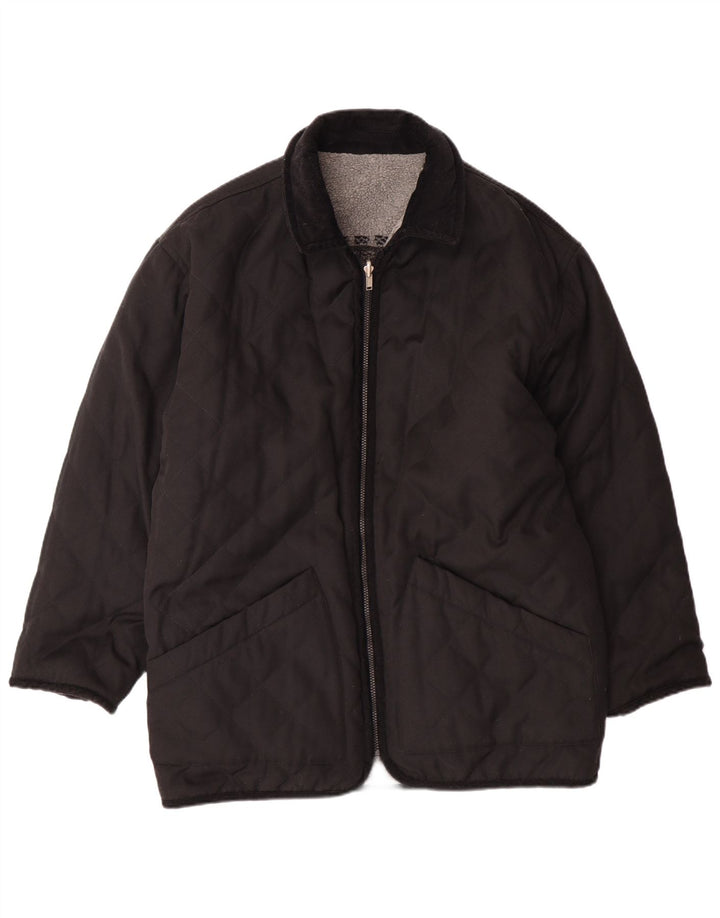 VINTAGE Herren-Fleecejacke mit Grafik, wendbar, UK 38, Mittelgrau, Fair Isle