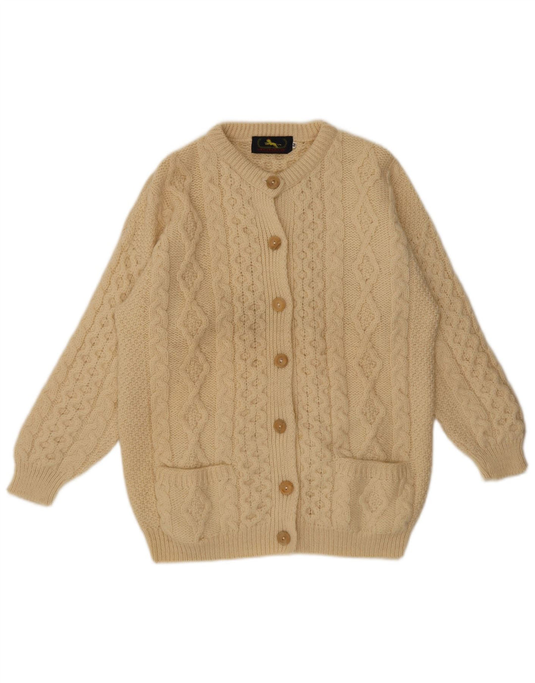 Vintage Damen Cardigan Pullover UK 14 Medium Beige