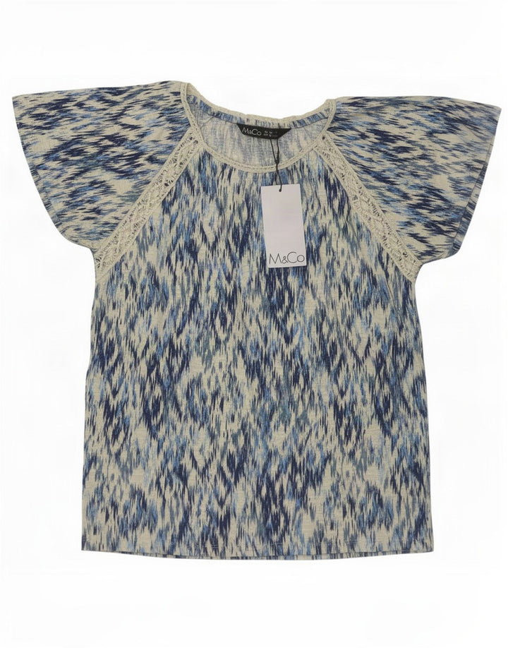 M&Co Damen-Blusenoberteil, UK 10, Größe S, Blau, Ikat-Baumwolle
