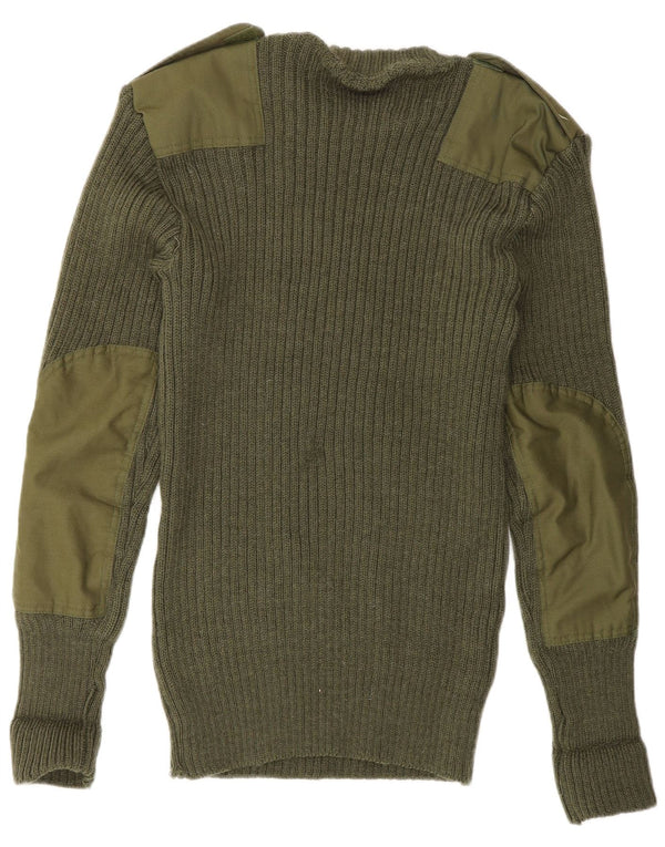 VINTAGE Herren-Pullover im Militär-Stil mit Rundhalsausschnitt, Größe L, Khaki