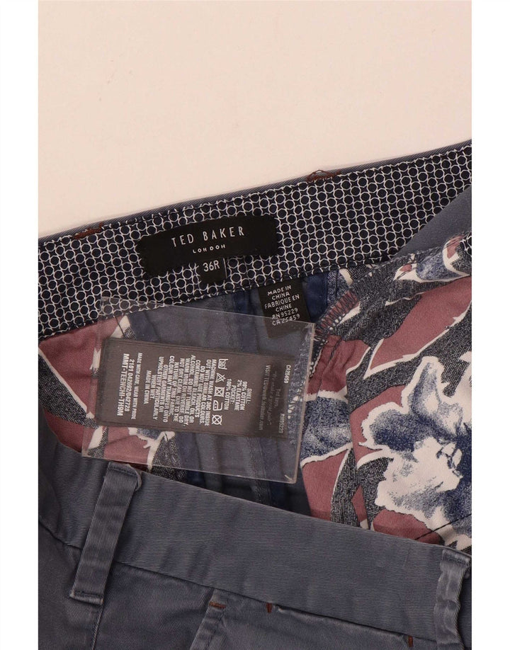 Gerade Anzughose für Herren von Ted Baker, W36, L31, marineblaue Baumwolle