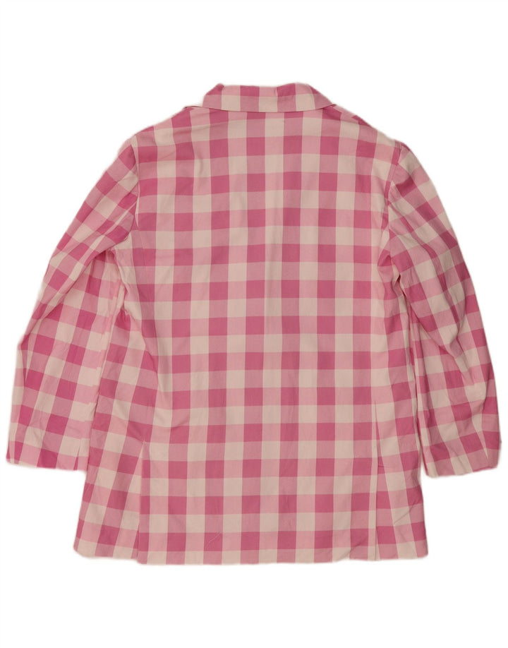 ZARA Damen-Blazerjacke mit 2 Knöpfen, Gr. 16, groß, rosa Gingham