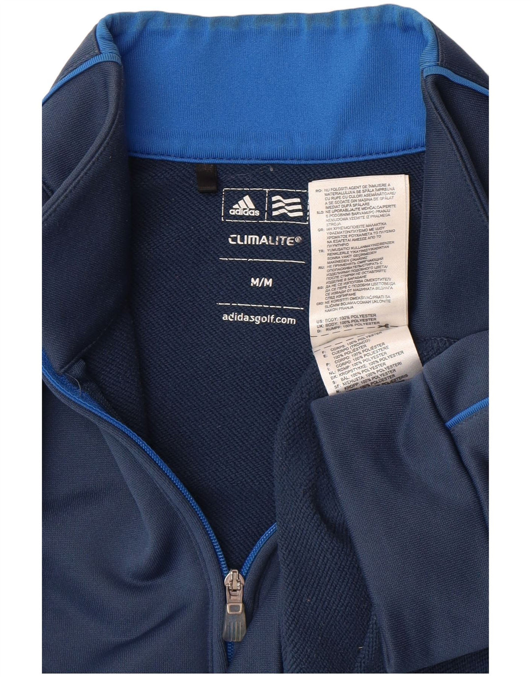 Adidas Herren Climalite Zip Neck Pullover Trainingsanzug Top Mittelblaues Polyester