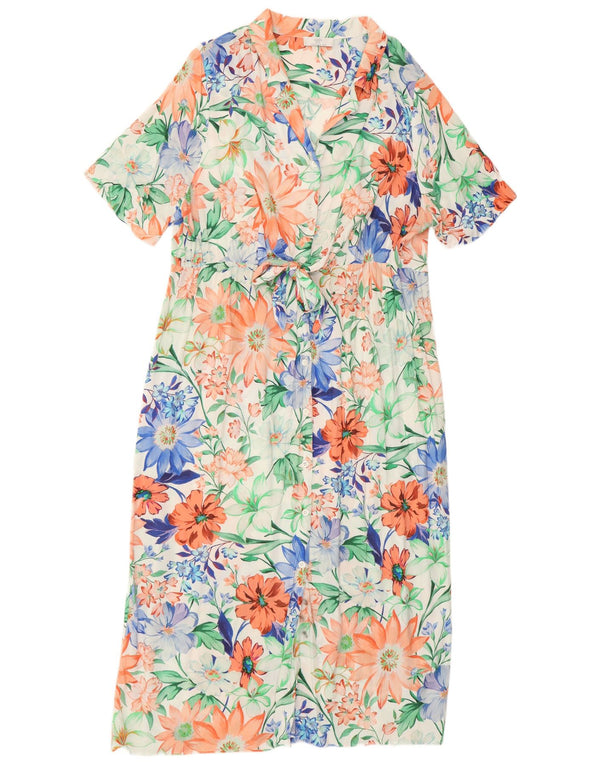 Wallis Womens Petite Kurzarm-Hemdkleid UK 18 XL Mehrfarbiges Blumenmuster