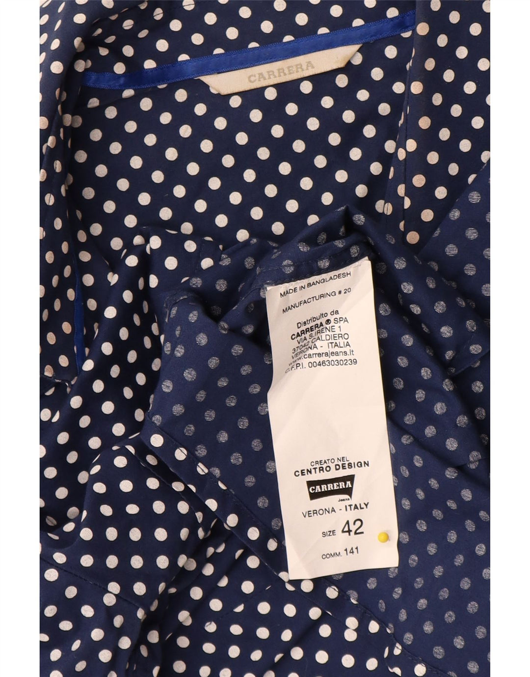 Carrera Damen Hemdbluse IT 42 mittelblau gepunktete Baumwolle