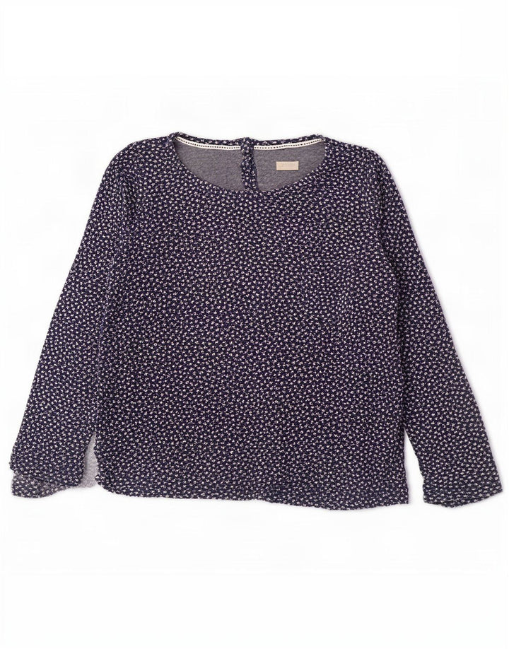 Fat Face Damen-Oberteil mit abstraktem Muster, langärmlig, Größe 40, Marineblau