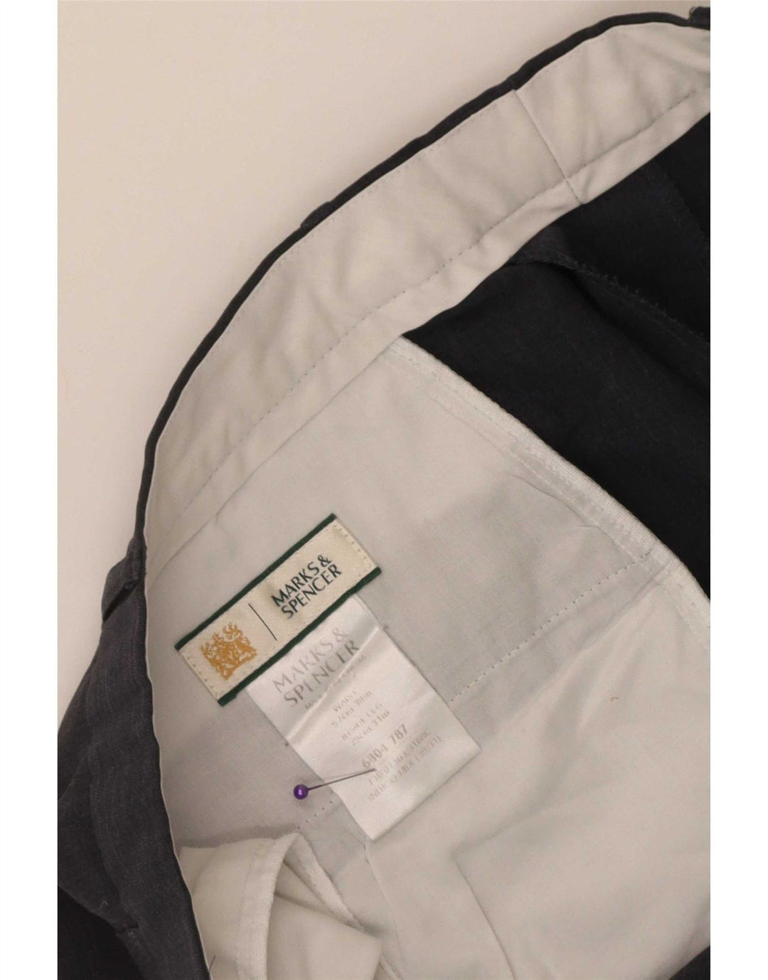 Gerade Herren-Anzughose von Marks & Spencer, W38, L31, marineblaues Polyester